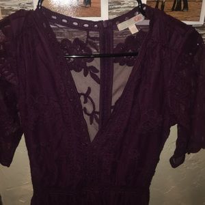 Maroon lace romper